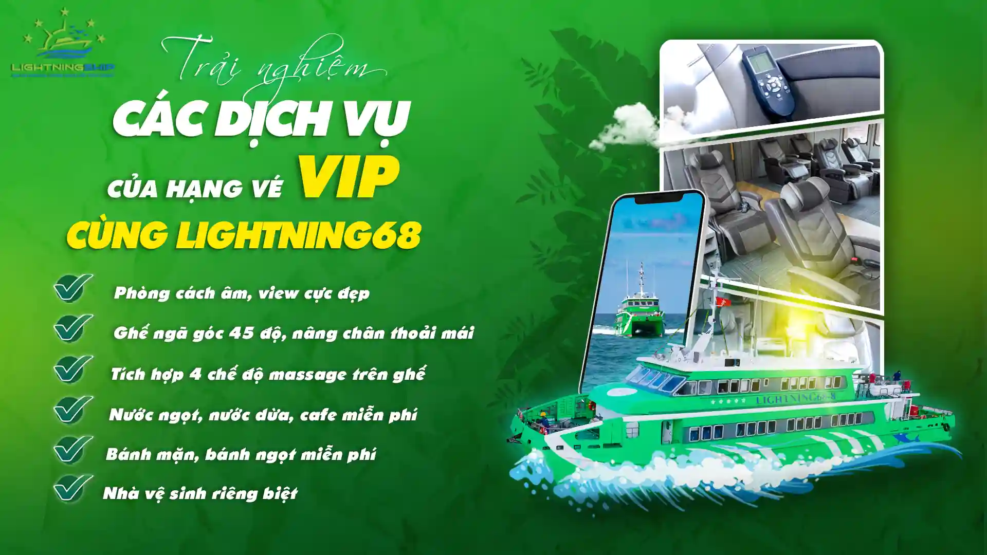 Dịch vụ trên tàu Lightning68 Phú Quốc